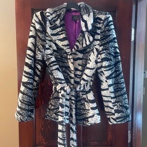 Beautiful zebra faux fur jacket.